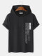 Mens Character Side Print Short Sleeve Contrast Hooded T-Shirts - Black