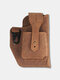 حامل سلسلة مفاتيح جلد أصلي للرجال EDC 6.5 بوصة هاتف حقيبة الخصر حقيبة المحفظة - بنى