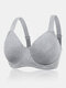 Women Cotton Solid Underwire Gather Full Cup Lightly Lined Bra - Gray