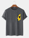 Mens Cartoon Cat Chest Print Crew Neck Short Sleeve T-Shirts - Gray