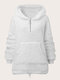 Plus Size Solid Lamb Pocket Casual Zip Front Women Hoodie - White
