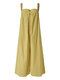 Solid Color Straps Pleated Jumpsuit For Women - Yellow