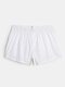 Men Solid Color Inside Cotton Pouches Breathable Skin-friendly Side Split Boxers Briefs - White