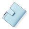 Women Multifunction Pocket Short Wallet PU Leather Zipper Coin Bag - Blue