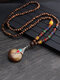 Vintage Ethnic Multiple Types Pendant Bodhi Plastic Resin Wood Bead Necklace - #02