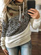 Casual Leopard Print Patchwork Plus Size Hoodie - Green