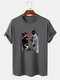 Mens Rose David Statue Graphics Cotton Short Sleeve T-Shirts - Dark Gray