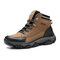 Men Stylish PU Non Slip Wearable Casual Hiking Boots - Khaki
