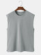 Mens Solid Color Crew Neck Daily Sleeveless Tank Top - Gray