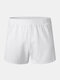 Plain Color Cotton Cozy Lounge Breathable Sleepwear Mini Sport Shorts - White