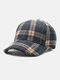 Men Felt Britsh Style Plaid Patchwork Color All-Match Daily Warm Baseball Hat - Khaki