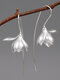 925 Silver Plated Women Earrings Simple Flower Pendant Hook Earrings - Silver