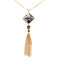 18K Gold Necklace Tassels Long Vintage Triangle Crystal Pendant Necklace  - Gold