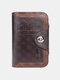 Men PU Leather Trifold Argyle Pattern Print Money Clips Card-slots Wallet - Coffee