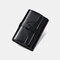 Women Genuine Leather Trifold Multi-card Slots Photo Card Money Clip Coin Purse Multifunctional Wallet - Black