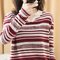 Striped Knit Long Sleeve Women's Loose Sweater Thin V-neck Fashion Inside Bottoming Shirt - Jujube