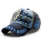 Men Women Vintage Cotton Washed Embroidery Baseball Cap Adjustable Golf Snapback Hat - Dark Blue