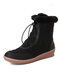 Women Adjustable Slip On Suede Casual Winter Short-Calf Snow Boots - Black
