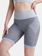 Damen Biker Shorts mit Streifen Patchwork Dry Quick Sports Panty - Grau