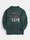 Mens Astronaut Letter Print Crew Neck Knit Casual Pullover Sweaters - Green