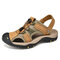 Mens Closed Toe Cow Leather Outdoor Hiking Water Sandals - Brown