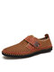 Men Honeycomb Mesh Breathable Hand Stitching Outdoor Water Casual Shoes - Brown