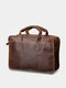 Men Vintage Multifunction Wear-Resistant Faux Fur Large Capacity Business Briefcases Handbag - Coffee