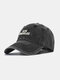 Unisex Washed Distressed Cotton 3D Letter Embroidery All-match Sunscreen Baseball Cap - Black