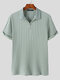Mens Ribbed Knit Quarter Zip Short Sleeve Golf Shirt - Green