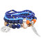 Bohème Colorful Bracelet multicouche Bracelet pendentif aile géométrique Bracelet en perles de riz extensible - Bleu