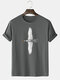 Mens Wing Letter Print Crew Neck 100% Cotton Short Sleeve T-Shirts - Gray