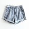 High waist Solid color Irregular Loose Shredded jeans Denim shorts - Light Blue