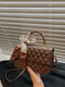 Women Faux Leather Casual Multi-Carry Solid Color Mini Handbag Crossbody Bag - Brown
