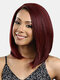 5 Colors Medium-Length Straight Hair Fluffy Bob Middle Part Full Head Cover Wig - Wine Red