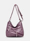 Women Vintage PU Leather Large Capacity Anti-theft Casual Crossbody Bags Shoulder Bag - Purple