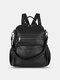 Women Vintage Lock Large Capacity Multi-Pocket Backpack Student Bag - Black