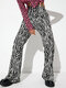 Moda Zebra Padrão Impressão de perna larga Calças para meninas - Branco