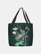 Women Insect-pattern Plants Handbag Shoulder Bag Tote - Green