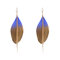 Vintage Ear Drop Earrings Colorful Gradient Feather Chain Tassels Earrings Ethnic Jewelry for Women - Blue
