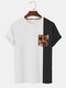 Camisetas masculinas étnicas Geo de bolso com estampa contrastante manga curta - Branco