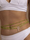 Trendige ethnische geometrische unregelmäßige zerkleinerte Reisperlen elastische Taillenkette Armkette Oberschenkelkette - Taillenkette Grün