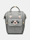 Women Multi-function Panda Pattern USB Charging Large Capacity Splashproof Travel Mommy Backpack - Gray