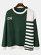Mens Patchwork Asymmetrical Hem Round Neck Casual Knitted Sweater - Green