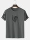 Mens Rose Japanese Print Crew Neck 100% Cotton Short Sleeve T-Shirts - Dark Gray
