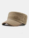 Men Military Cap Flat Cap Casual Outdoors Peaked Forward Cap Adjustable Hat - Coffee