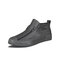 Men Microfiber Leather Slip Resistant Side Zipper Casual Skate Shoes - Gray
