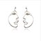 Trendy Ear Drop Earrings Hollow Half Face Alloy Silver Gold Earrings Ear Jewelry for Women - Silver