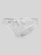 Women Sexy Lace Bowknot Design Mesh See Through Open Crotch Panties - White