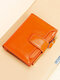 Genuine Leather Retro Multi-slots Wallet Short Multi-Function Purse - Orange