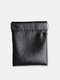 Men Faux Leather Portable Earphone Key Case Coin Small Storage Wallet - Black